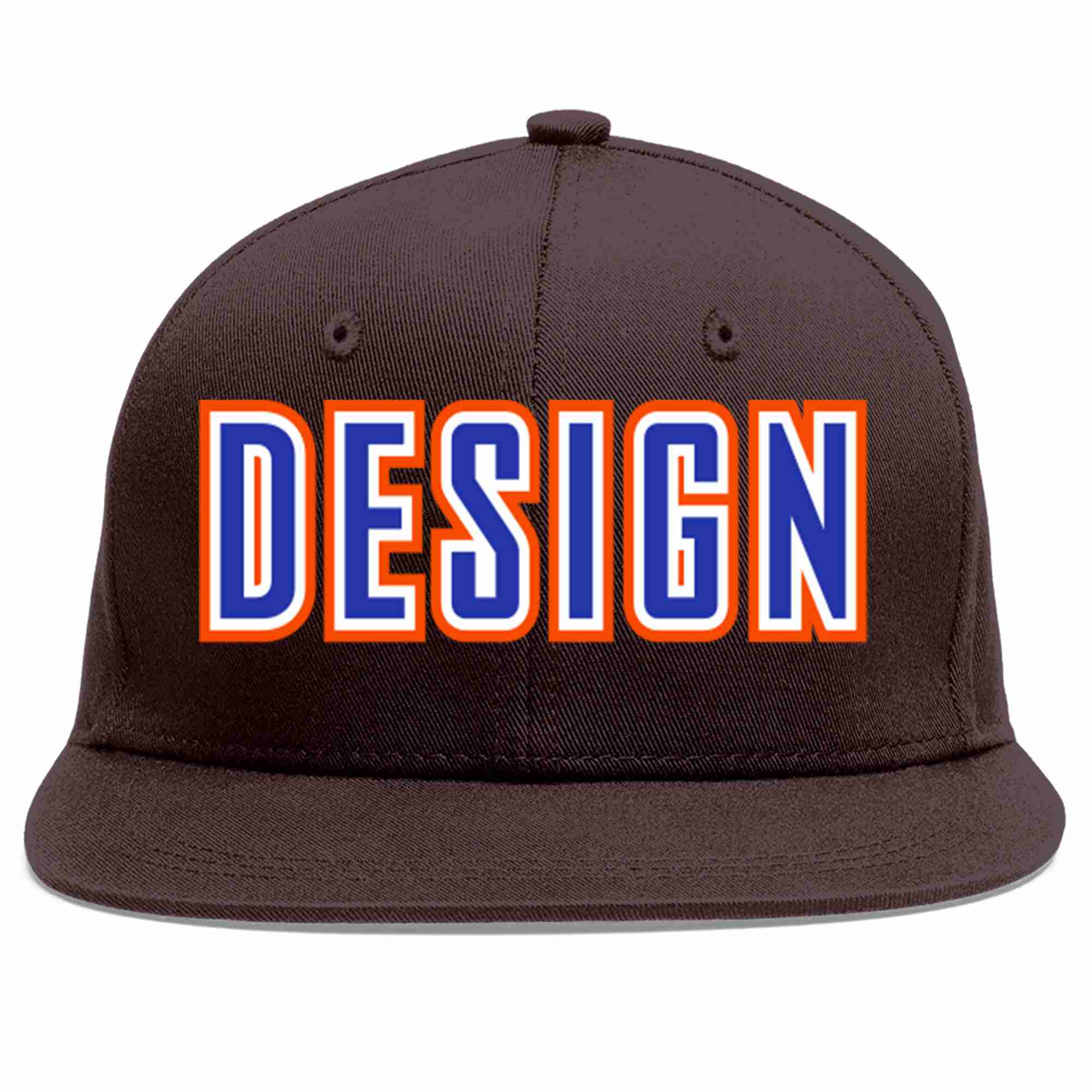 Custom Brown Royal-White Flat Eaves Sport Baseball Cap Design for Men/Women/Youth