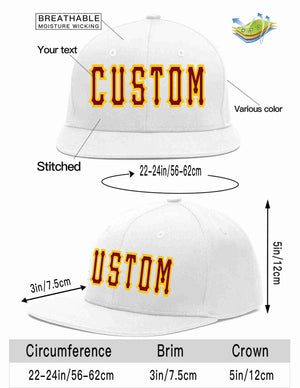 Custom White Crimson-Gold Casual Sport Baseball Cap