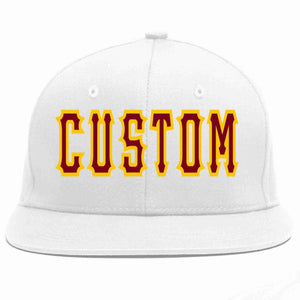 Custom White Crimson-Gold Casual Sport Baseball Cap