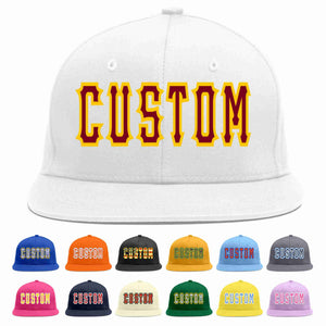 Custom White Crimson-Gold Casual Sport Baseball Cap