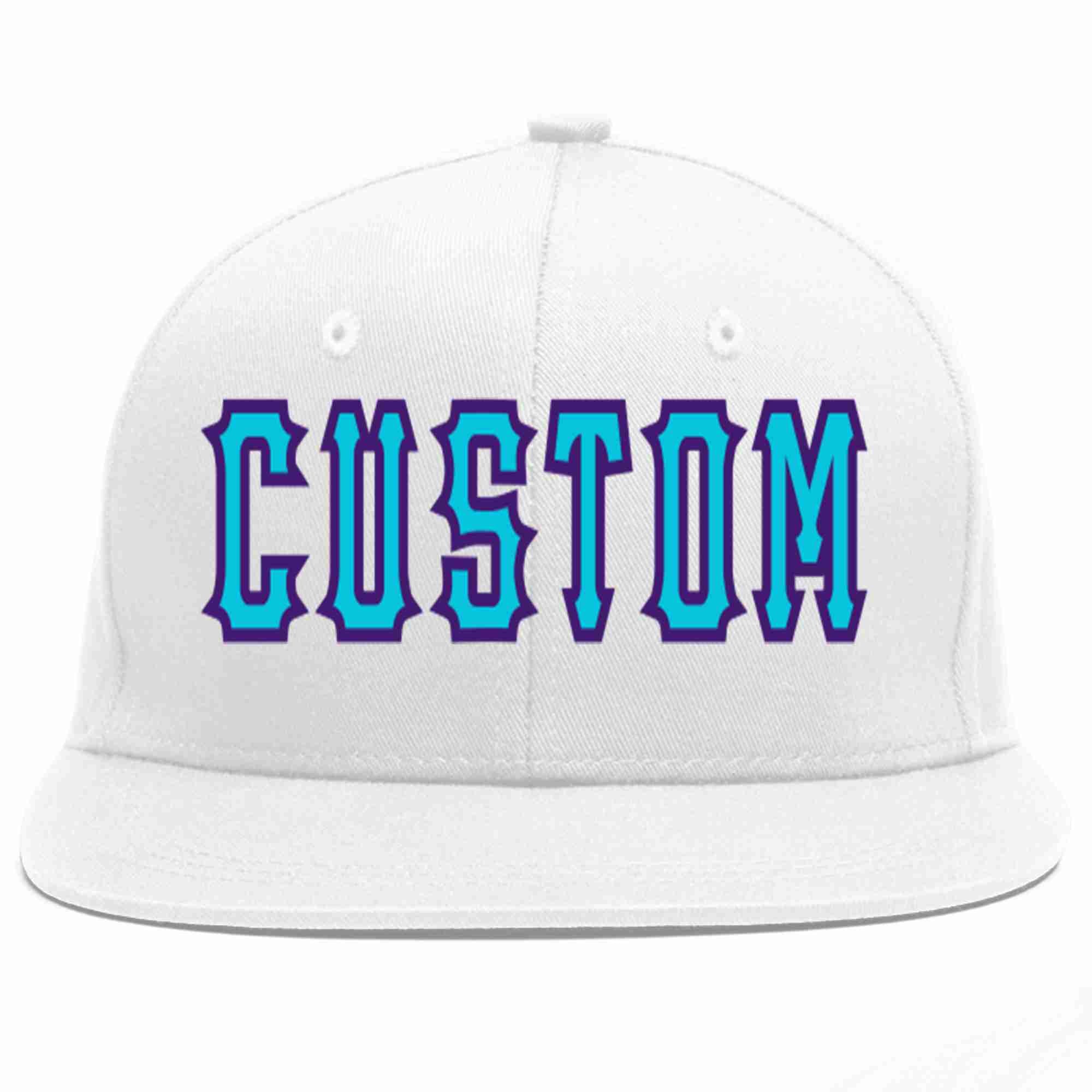 Casquette de baseball de sport décontractée, personnalisée, blanc, bleu clair-violet