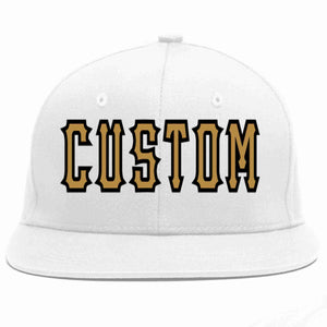 Custom White Old Gold-Black Casual Sport Baseball Cap