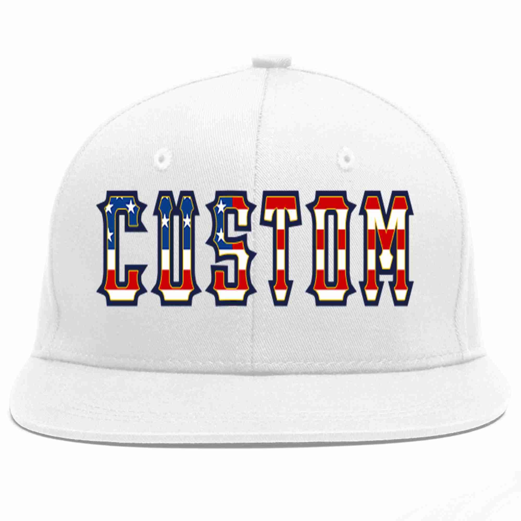 Custom White Vintage USA Flag-Gold Casual Sport Baseball Cap