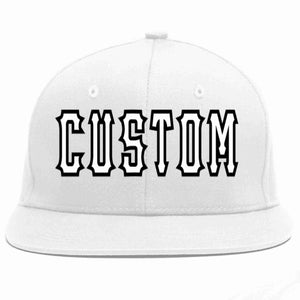 Custom White White-Black Casual Sport Baseball Cap