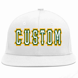 Custom White White-Kelly Green Casual Sport Baseball Cap