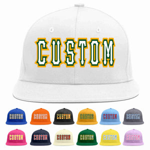 Custom White White-Kelly Green Casual Sport Baseball Cap