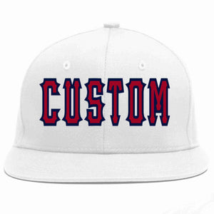 Custom White Red-Navy Casual Sport Baseball Cap