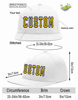 Custom White Gold-Navy Casual Sport Baseball Cap