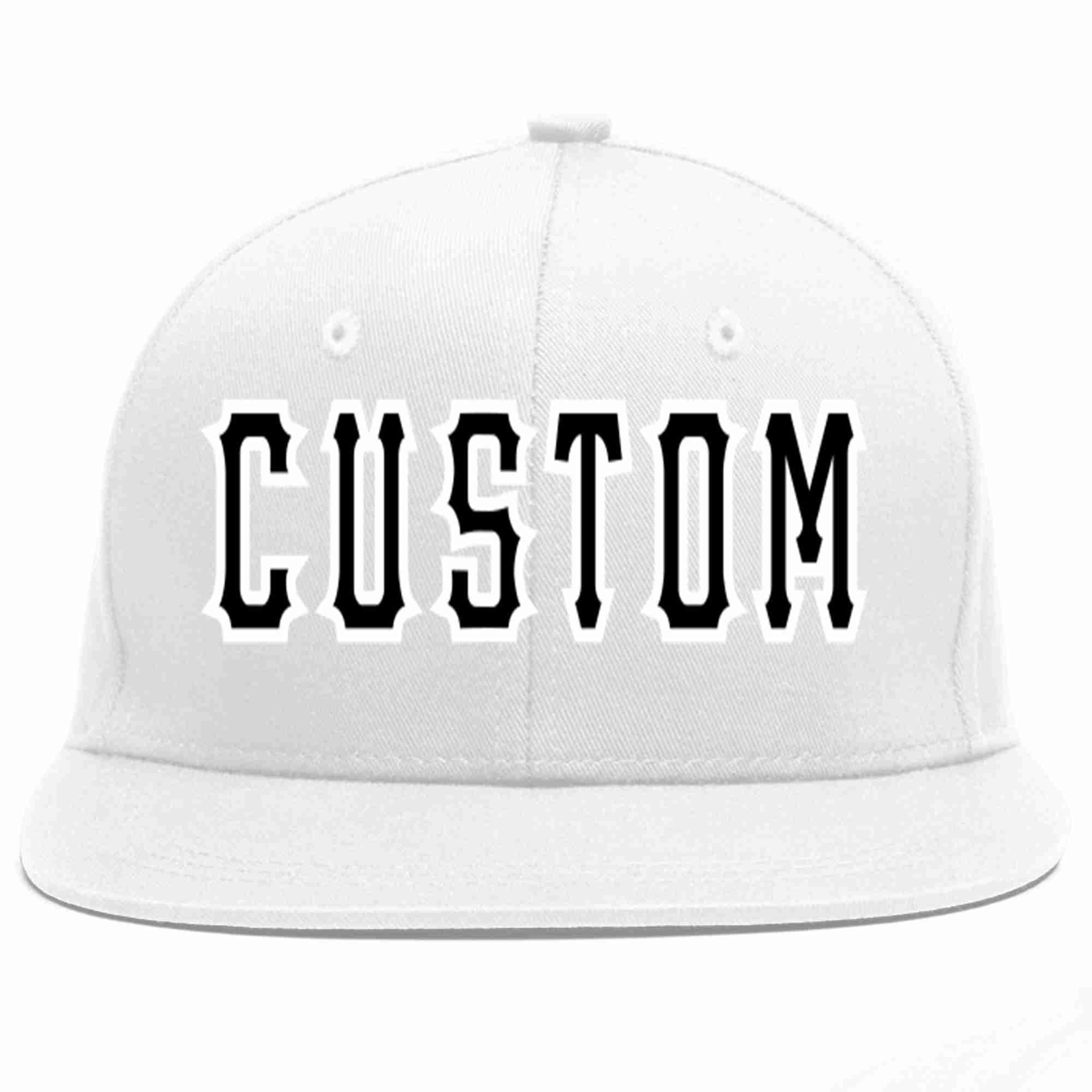 Custom White Black-White Casual Sport Baseball Cap