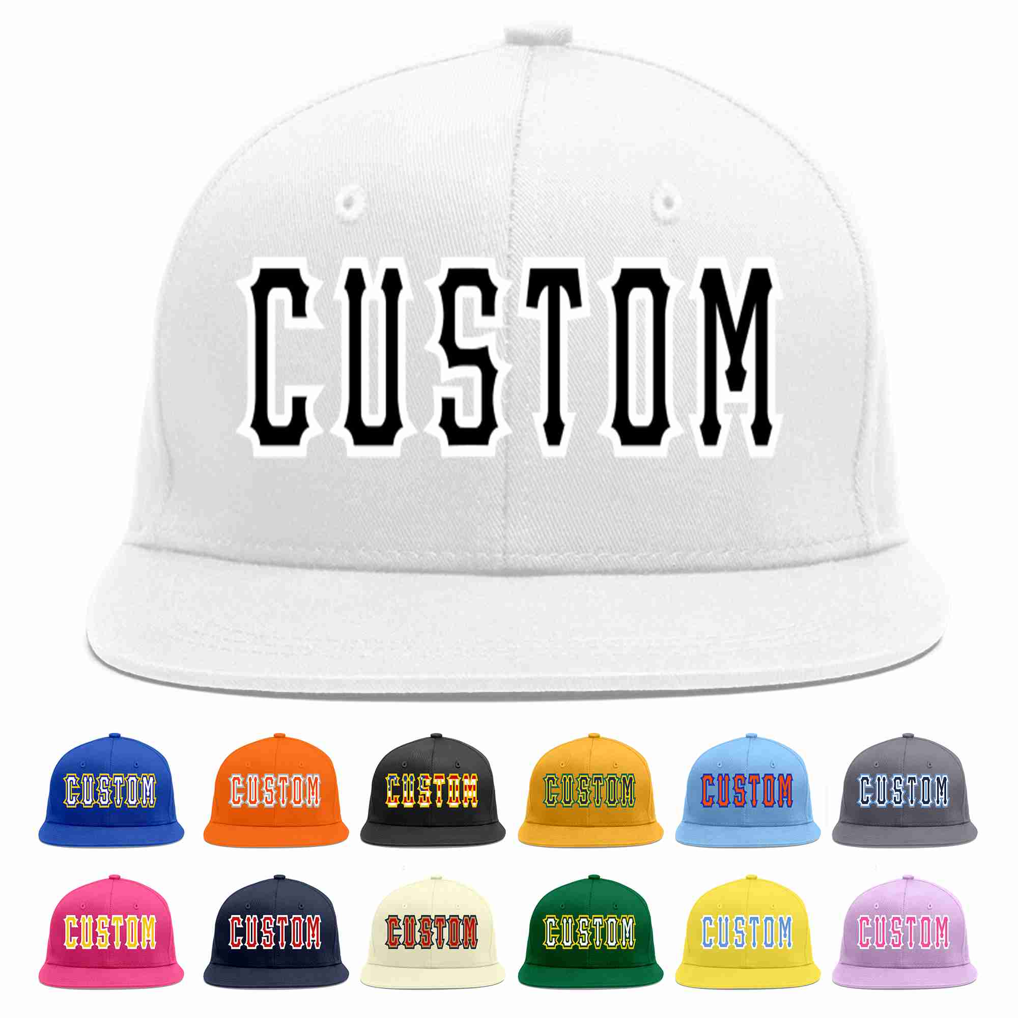 Custom White Black-White Casual Sport Baseball Cap