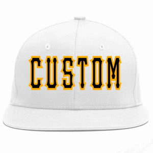 Custom White Black-Yellow Casual Sport Baseball Cap