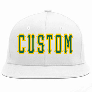 Custom White Kelly Green-Gold Casual Sport Baseball Cap