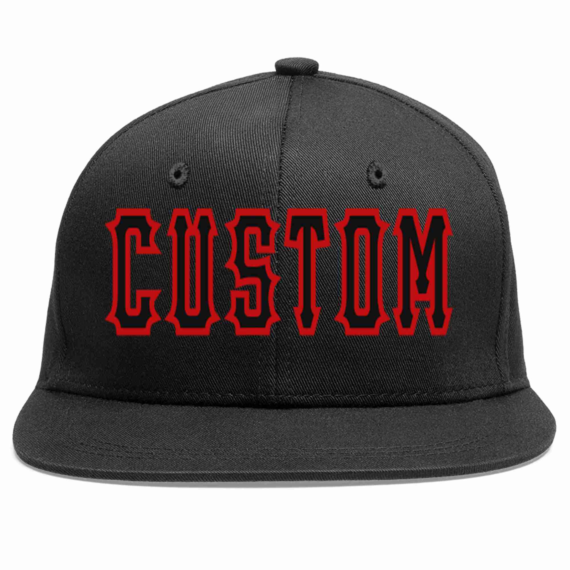 Casquette de baseball sport décontractée noire noire-rouge personnalisée