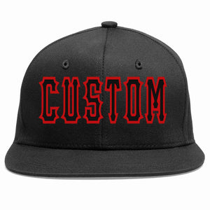 Custom Black Black-Red Casual Sport Baseball Cap