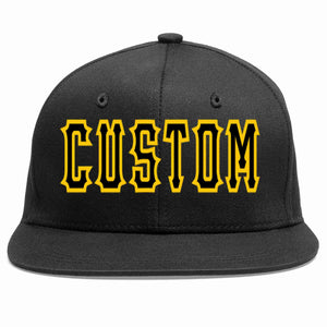 Custom Black Black-Gold Casual Sport Baseball Cap