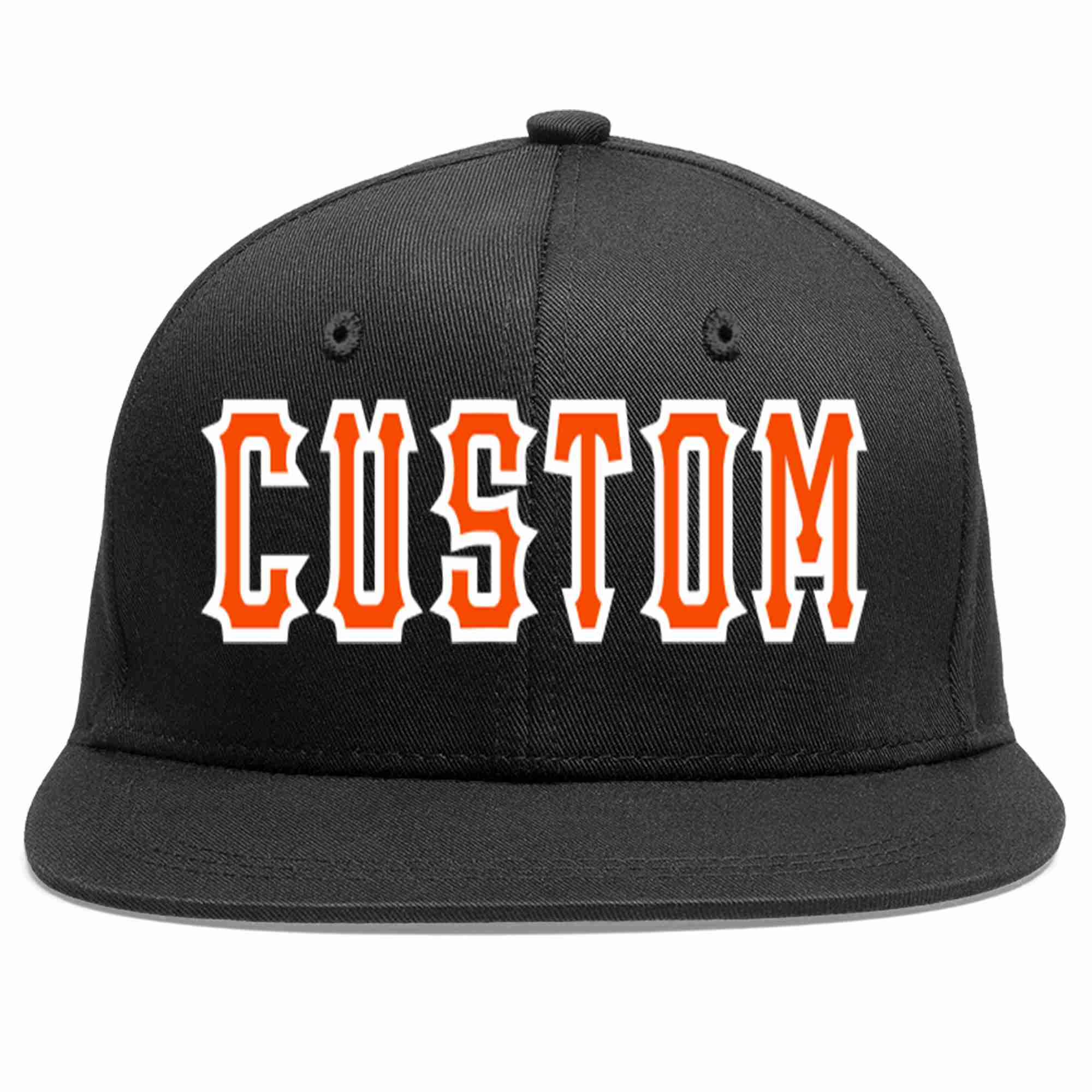 Casquette de baseball sport décontractée personnalisée noir orange-blanc