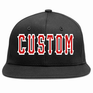 Custom Black Red-White Casual Sport Baseball Cap