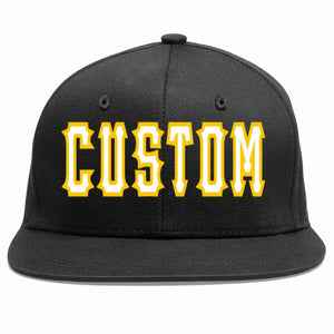 Custom Black White-Gold Casual Sport Baseball Cap