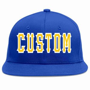 Custom Royal Gold-White Casual Sport Baseball Cap