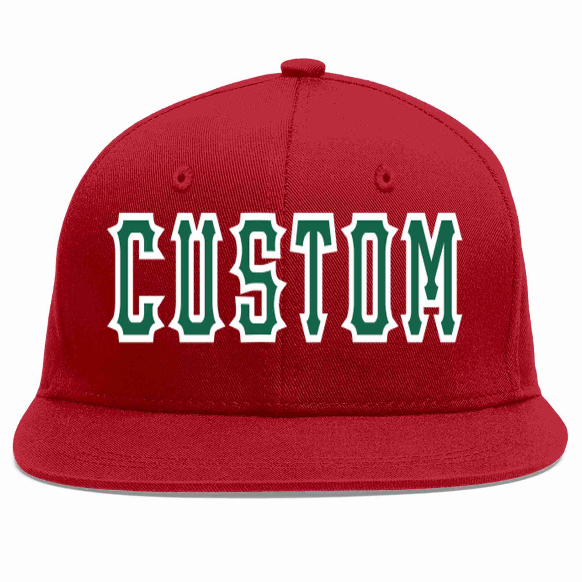 Casquette de baseball sport décontractée rouge Kelly vert-blanc personnalisée