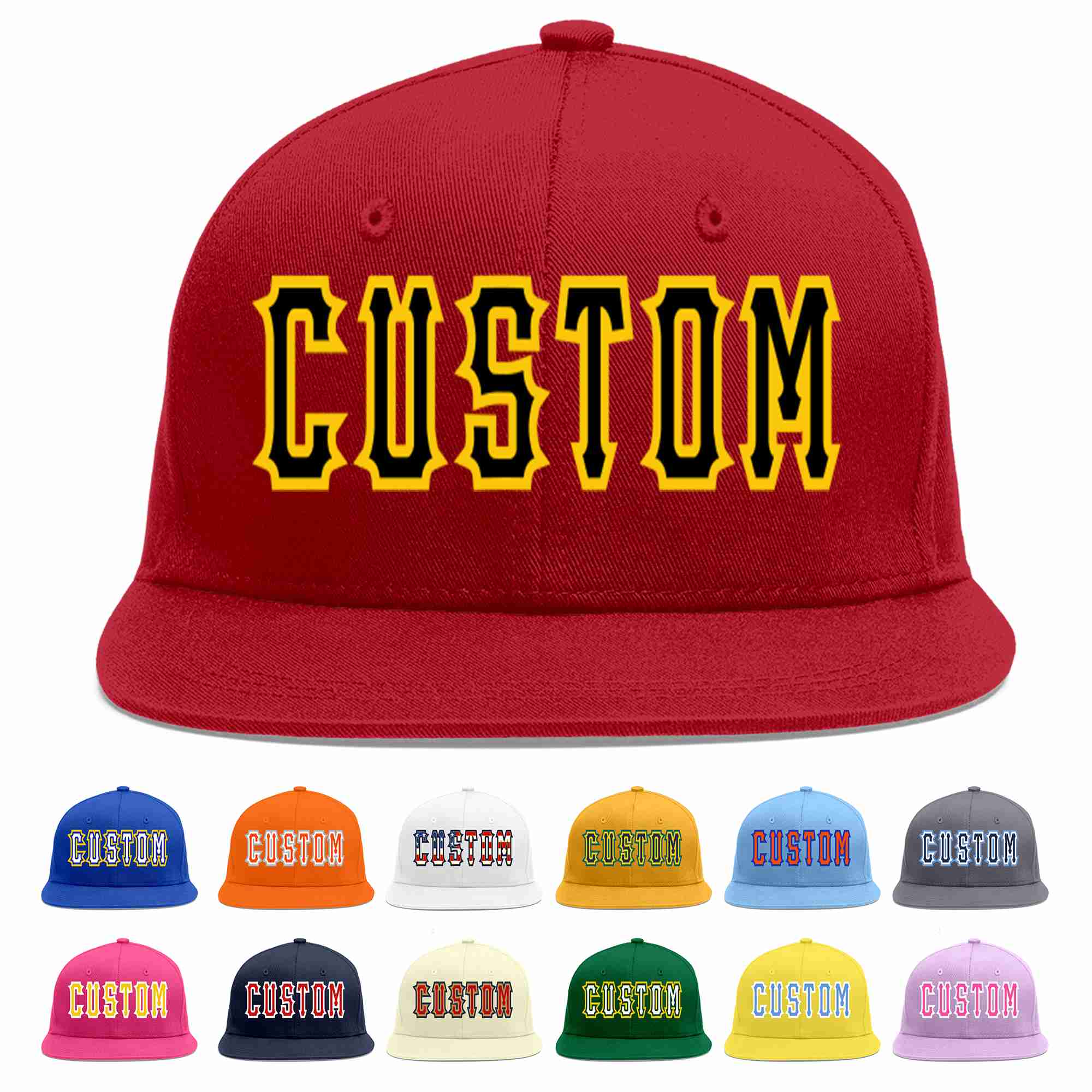 Custom Red Black-Gold Casual Sport Baseball Cap