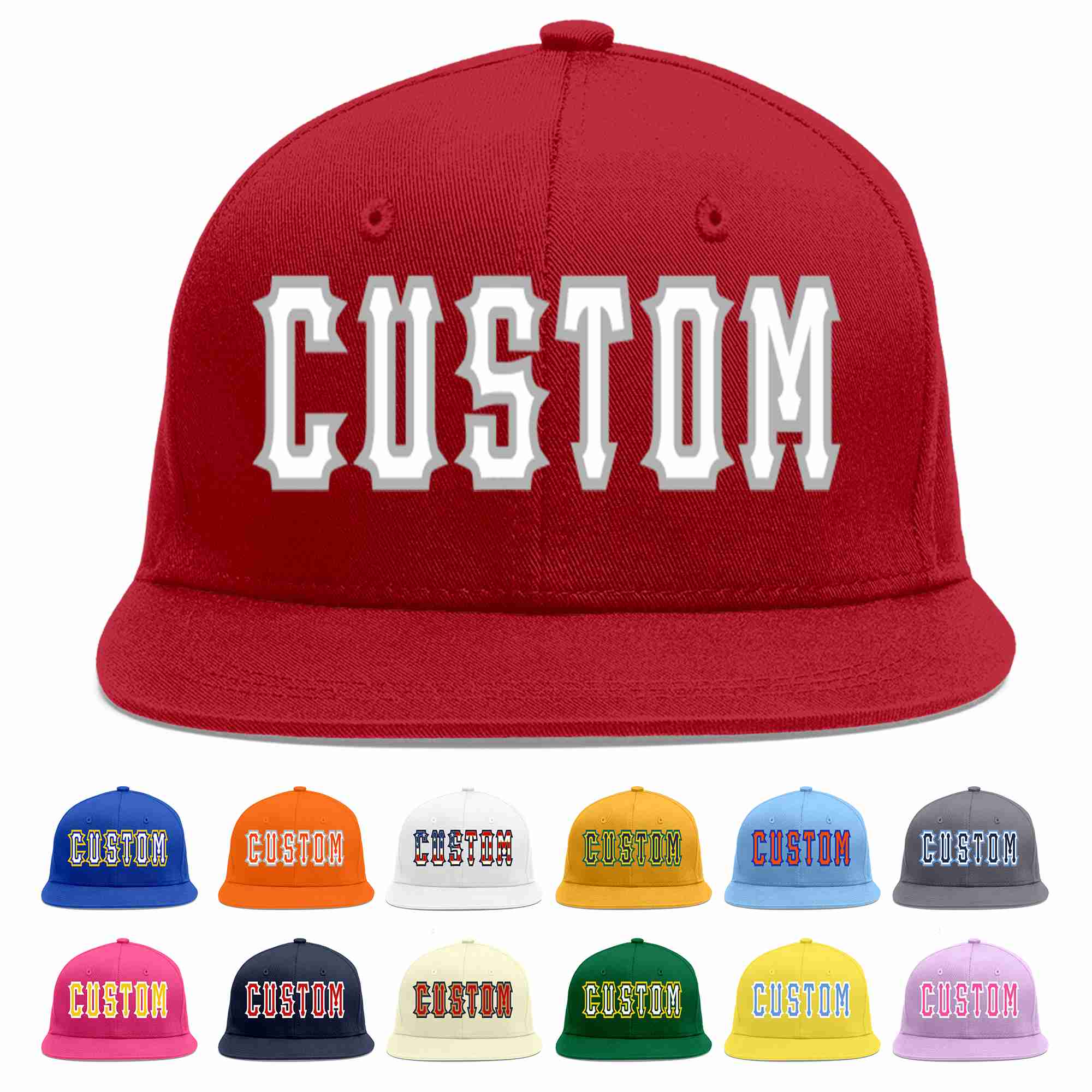 Custom Red White-Gray Casual Sport Baseball Cap