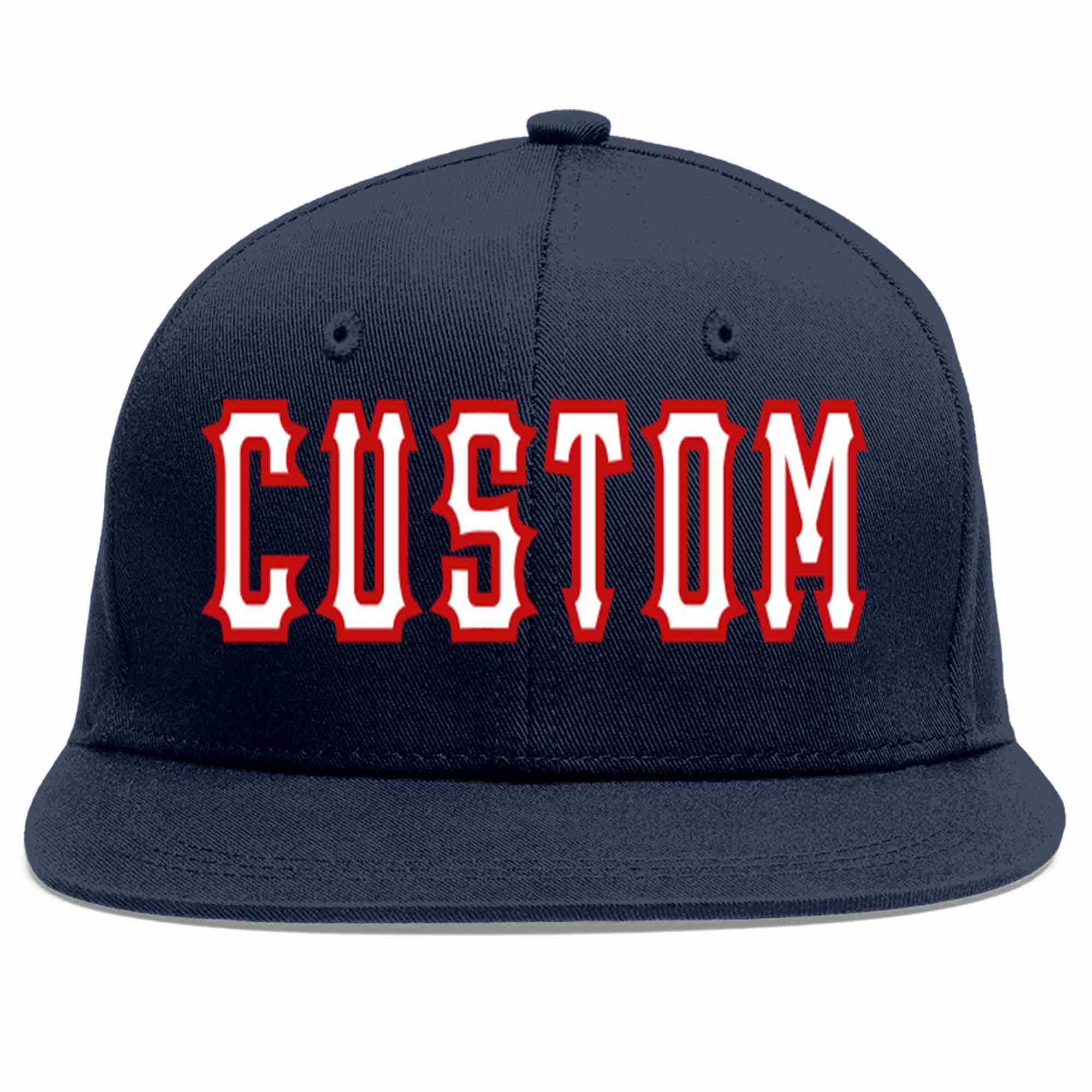 Casquette de baseball sport décontractée personnalisée bleu marine blanc-rouge