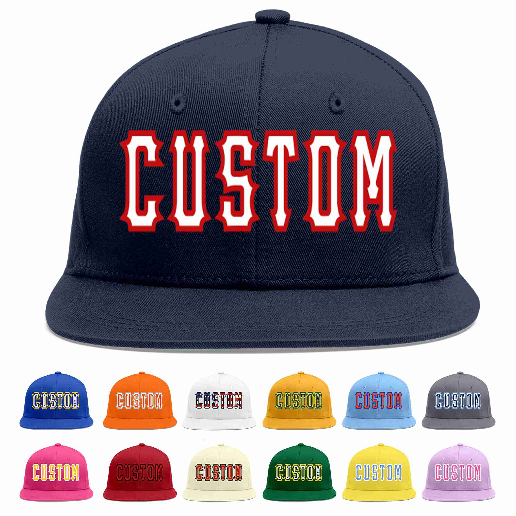 Casquette de baseball sport décontractée personnalisée bleu marine blanc-rouge