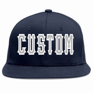 Custom Navy Gray-White Casual Sport Baseball Cap