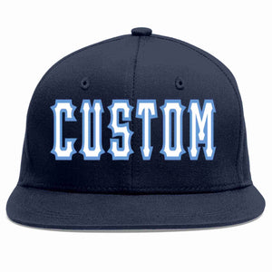 Custom Navy White-Light Blue Casual Sport Baseball Cap