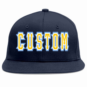 Custom Navy Gold-White Casual Sport Baseball Cap