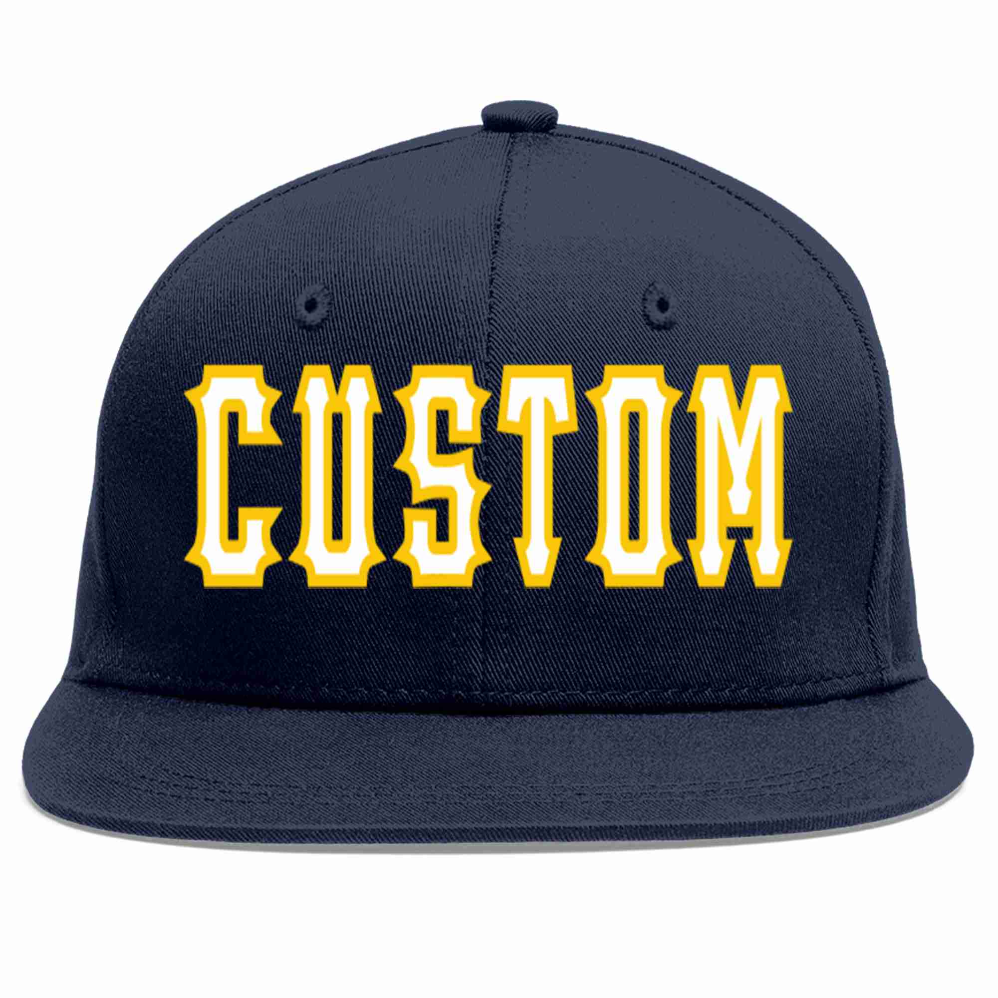 Custom Navy White-Gold Casual Sport Baseball Cap