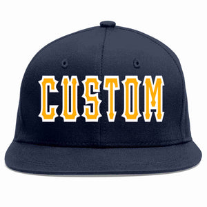 Custom Navy Yellow-White Casual Sport Baseball Cap