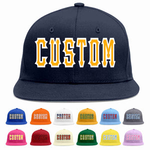 Custom Navy Yellow-White Casual Sport Baseball Cap