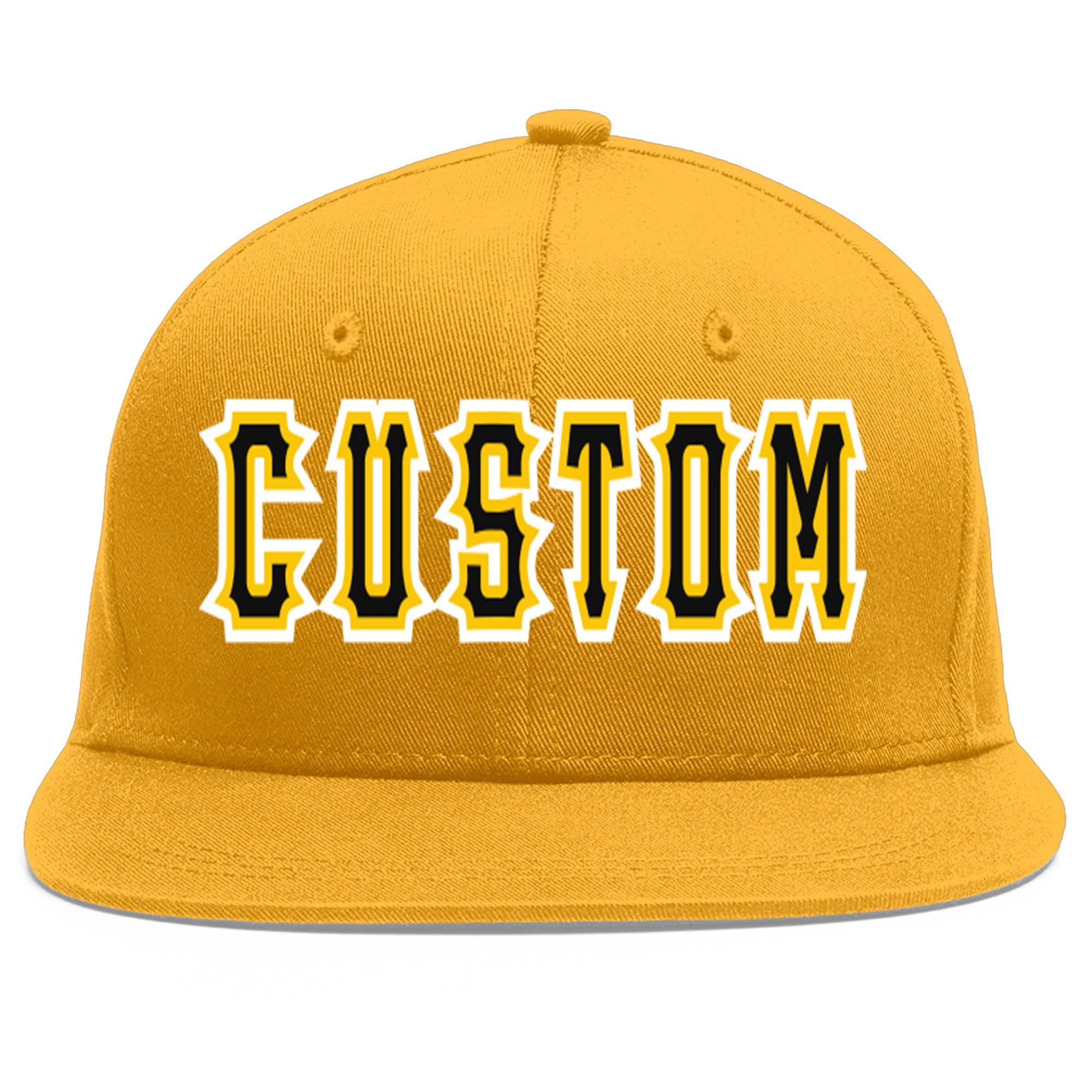 Custom Gold Black-Gold Flat Eaves Sport Baseball Cap