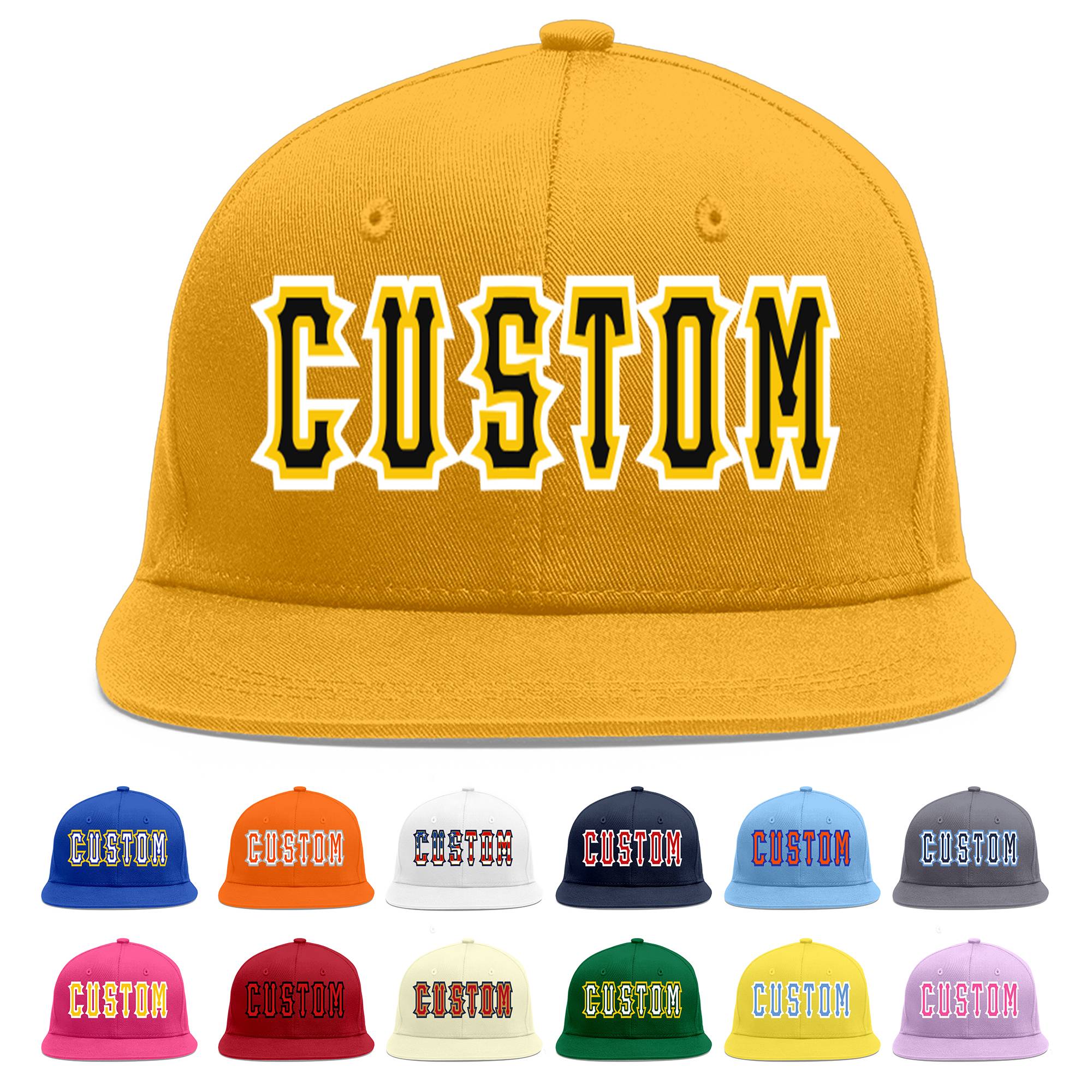 Custom Gold Black-Gold Flat Eaves Sport Baseball Cap