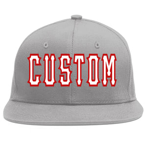 Casquette de baseball sport personnalisée gris blanc-rouge Flat Eaves