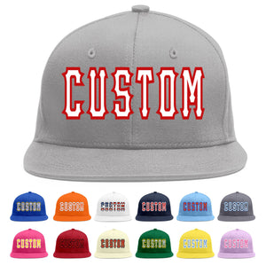 Casquette de baseball sport personnalisée gris blanc-rouge Flat Eaves