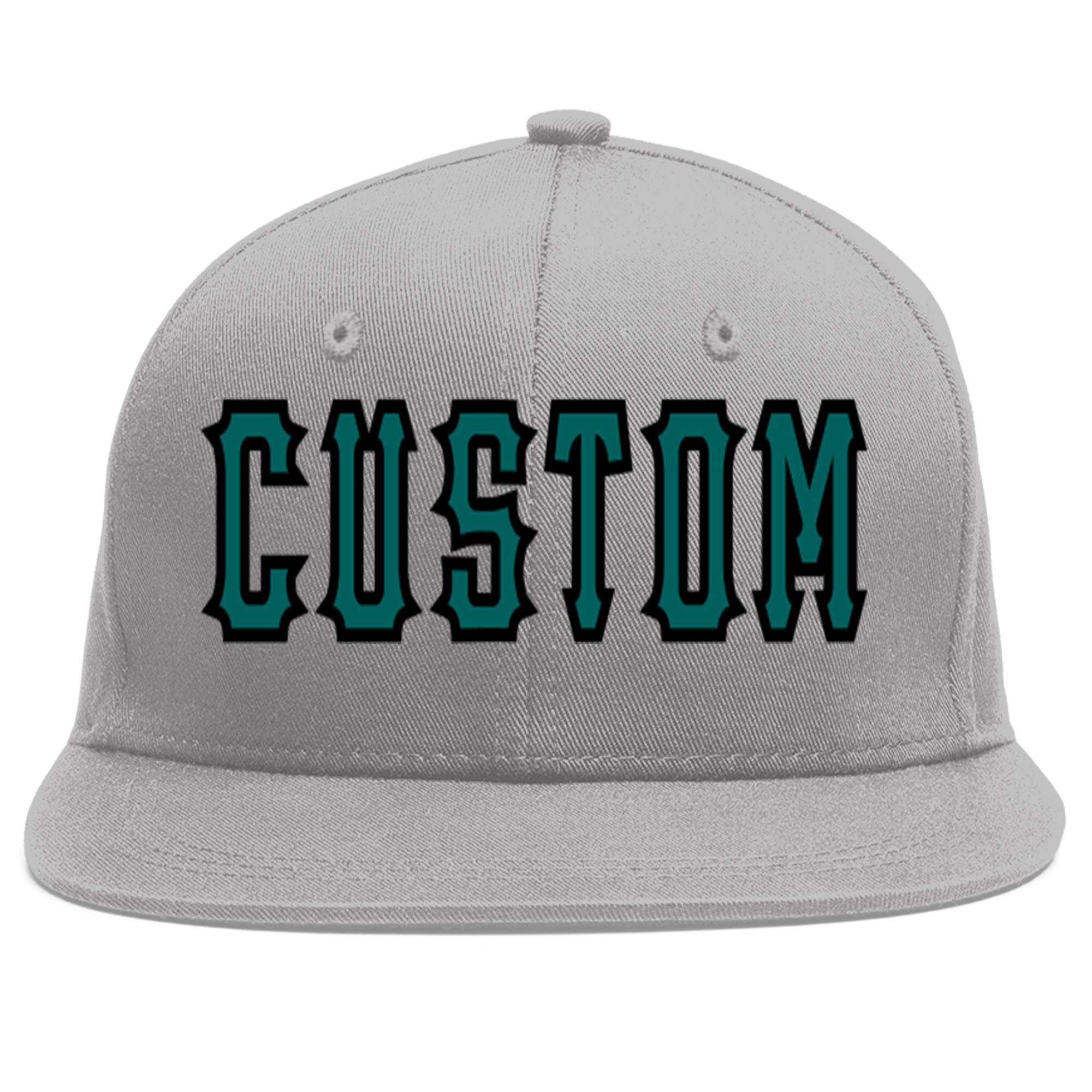 Casquette de baseball sport personnalisée gris aqua-noir plat Eaves