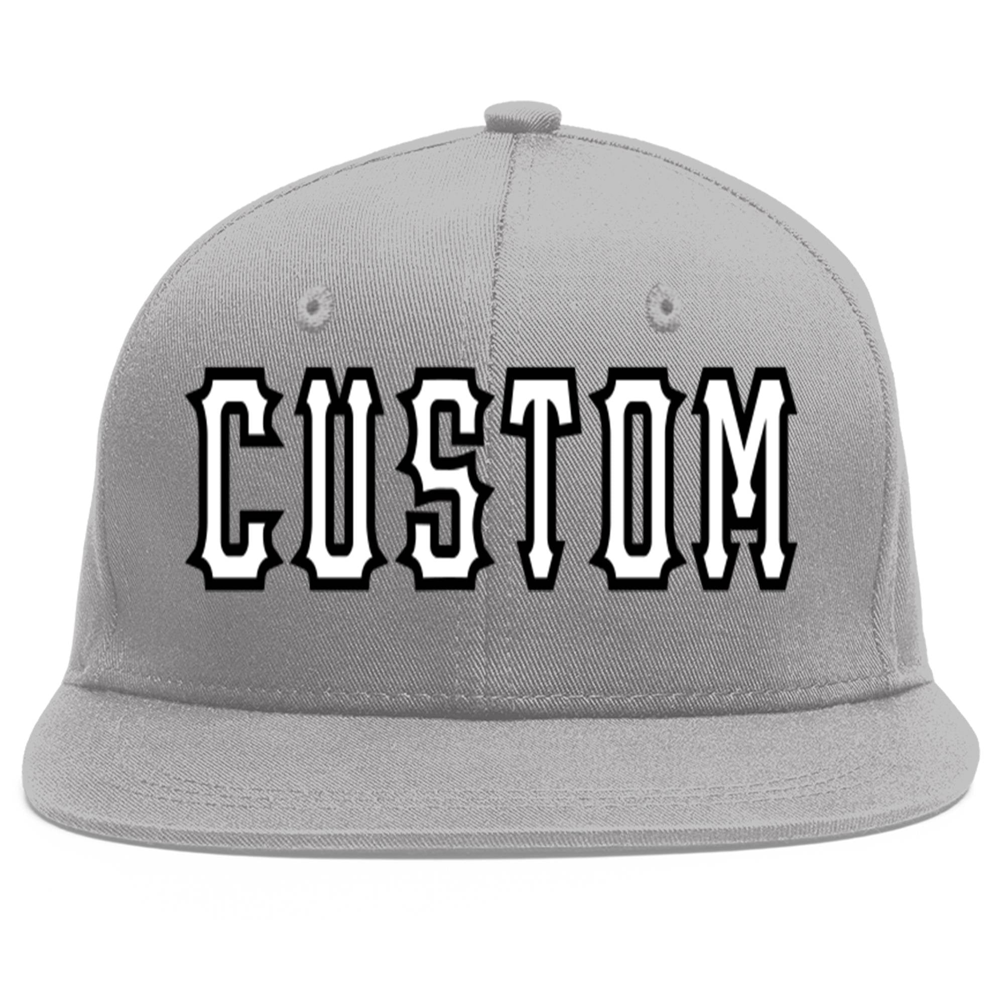 Casquette de baseball sport personnalisée gris blanc-noir Flat Eaves