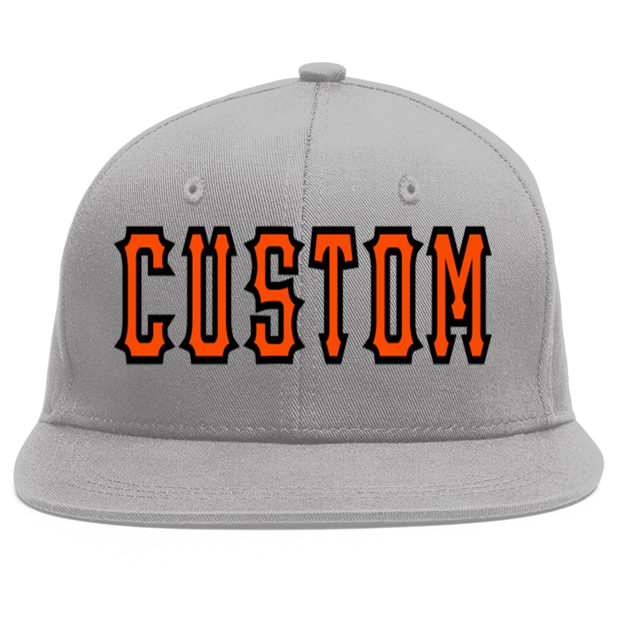 Casquette de baseball sport personnalisée gris orange-noir Flat Eaves