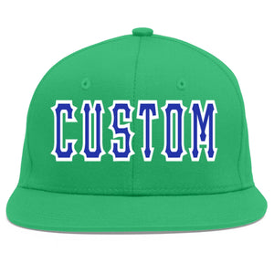 Custom Teal Royal-White Flat Eaves Sport Baseball Cap