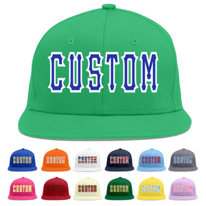 Custom Teal Royal-White Flat Eaves Sport Baseball Cap