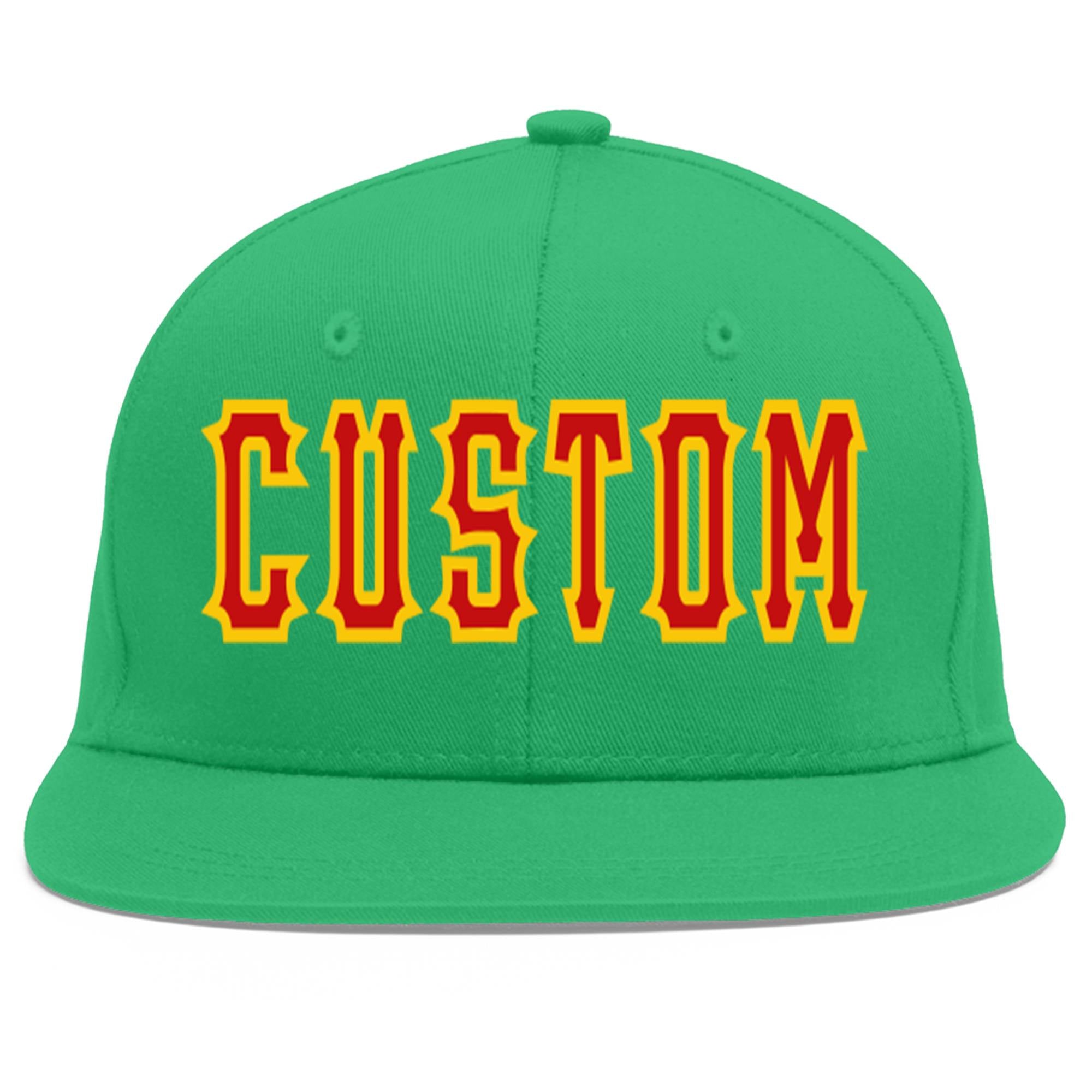 Custom Teal Red-Yellow Flat Eaves Sport Baseball Cap