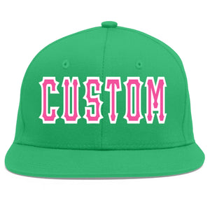 Custom Teal Pink-White Flat Eaves Sport Baseball Cap