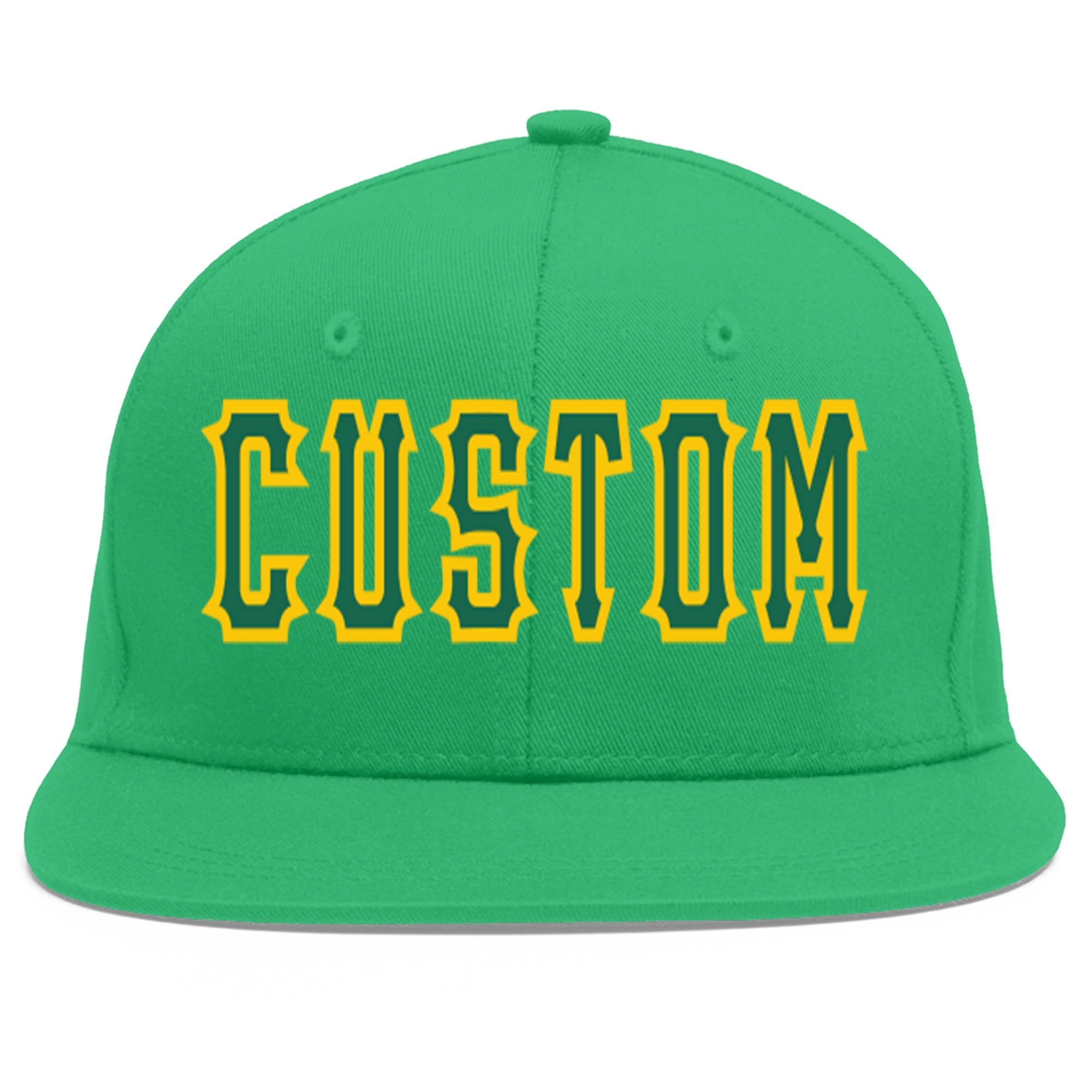 Casquette de baseball personnalisée Kelly Green-Gold Flat Eaves Sport