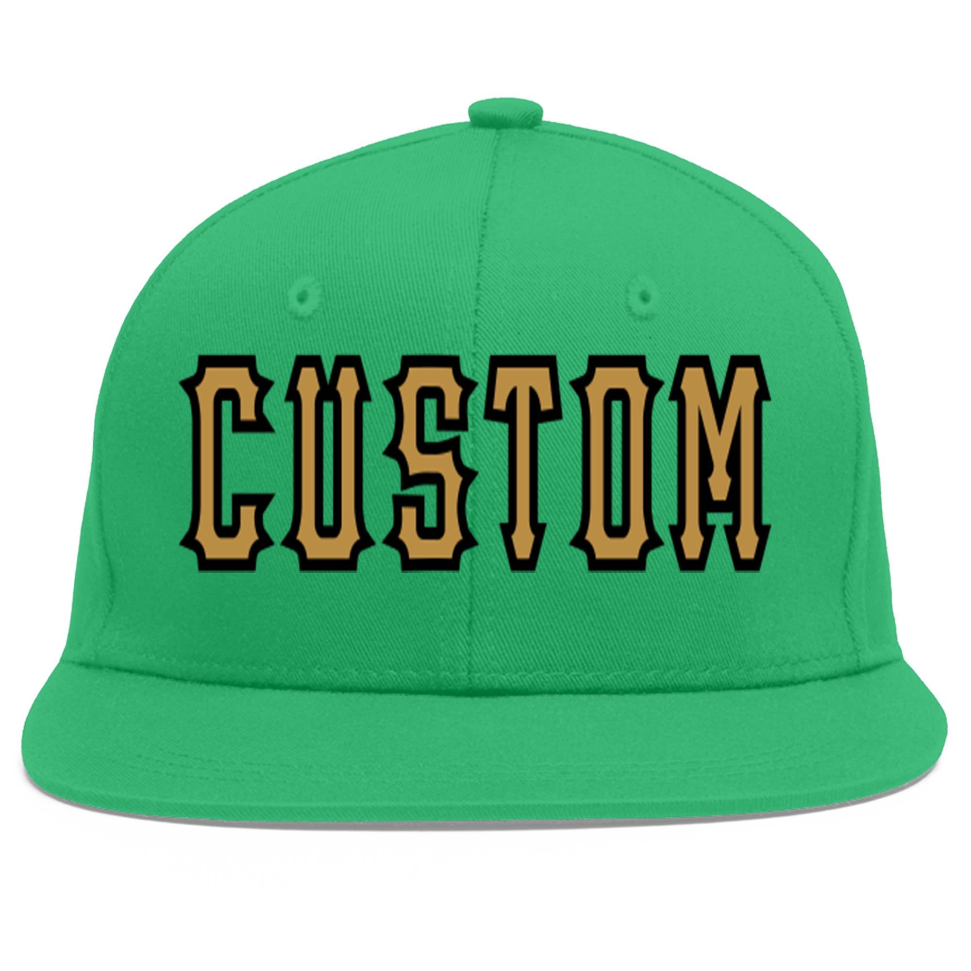 Custom Teal Old Gold-Black Flat Eaves Sport Baseball Cap