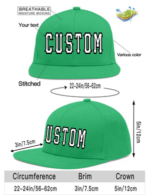 Custom Teal White-Black Flat Eaves Sport Baseball Cap