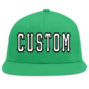 Custom Teal White-Black Flat Eaves Sport Baseball Cap