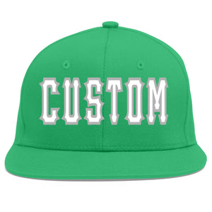 Custom Teal White-Gray Flat Eaves Sport Baseball Cap